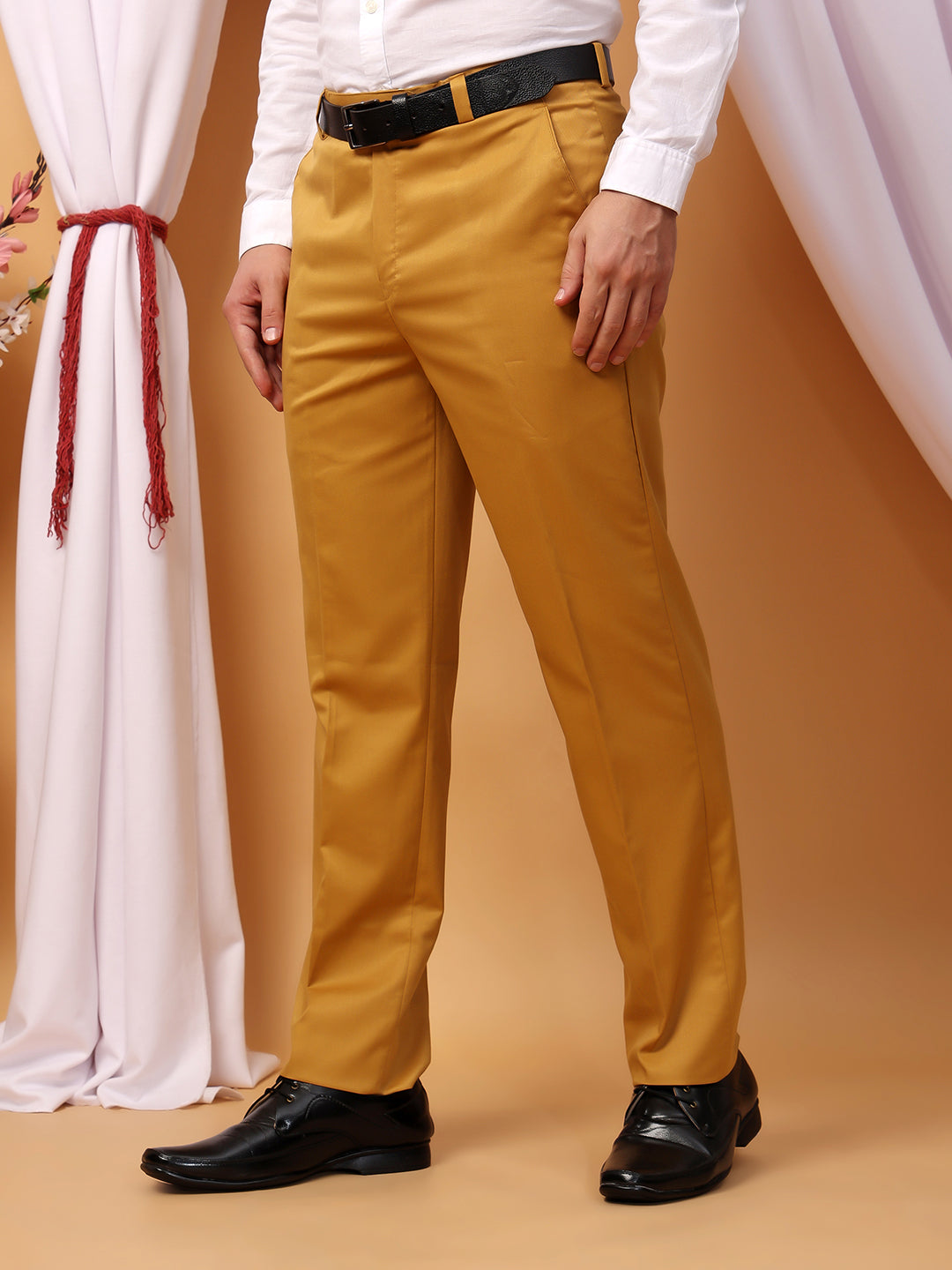 Hangup Men Partywear mustard Formal pant