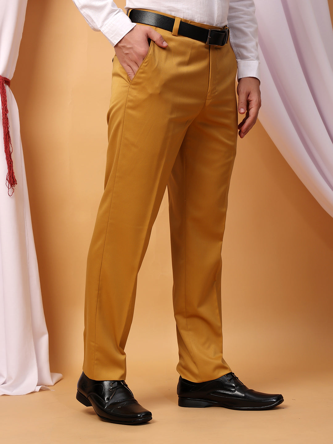 Hangup Men Partywear mustard Formal pant