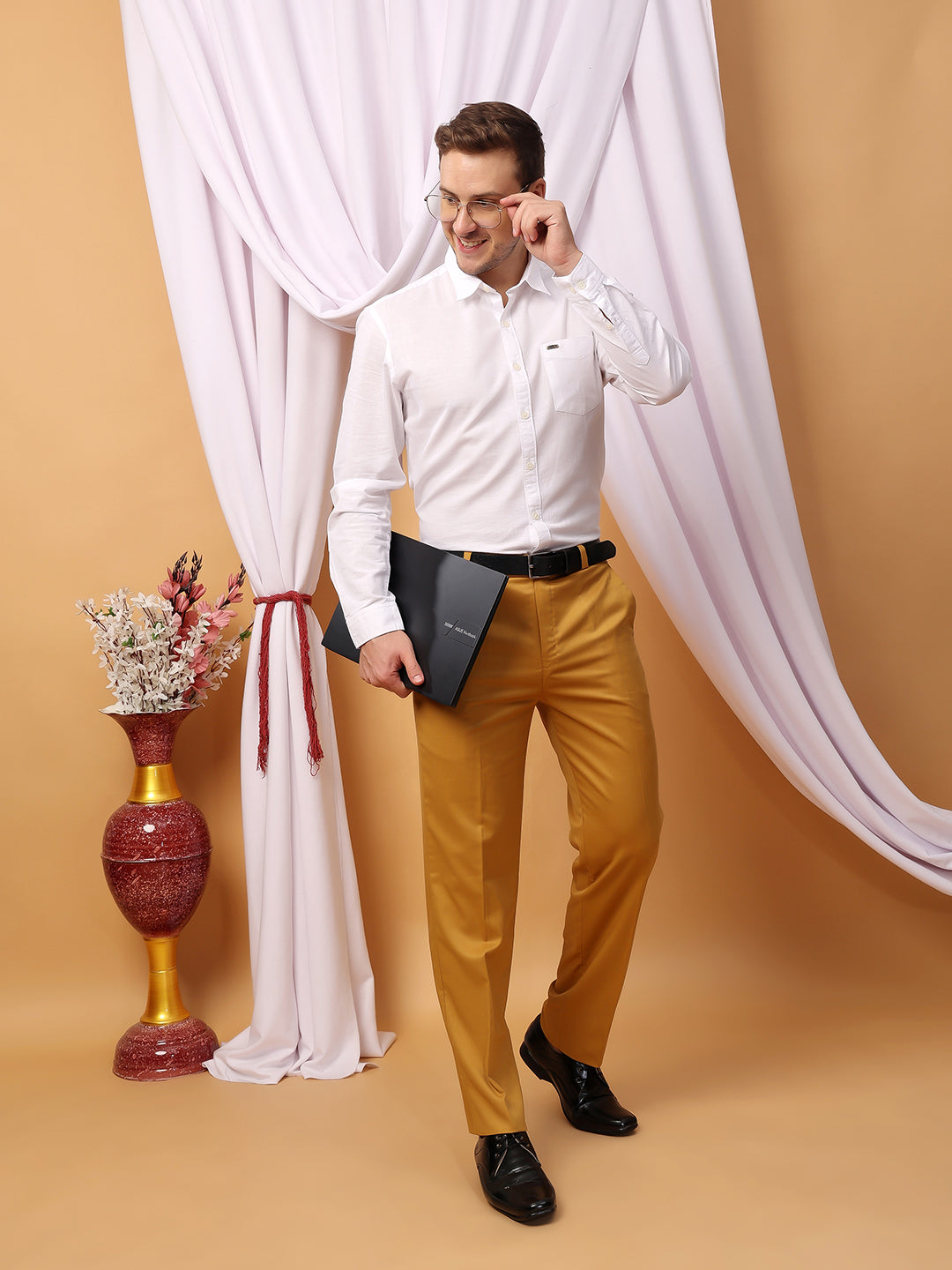 Hangup Men Partywear mustard Formal pant