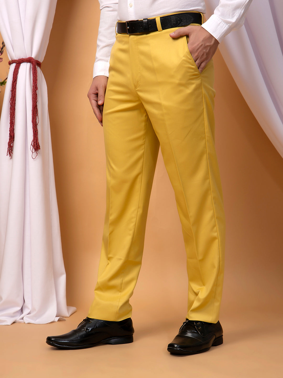 Hangup Men Partywear yellow Formal pant