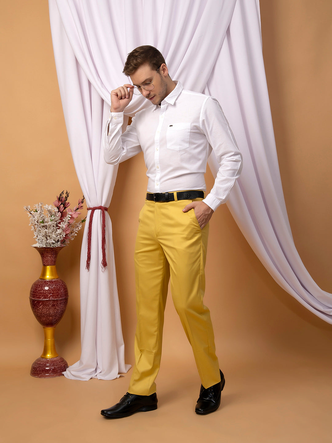 Hangup Men Partywear yellow Formal pant