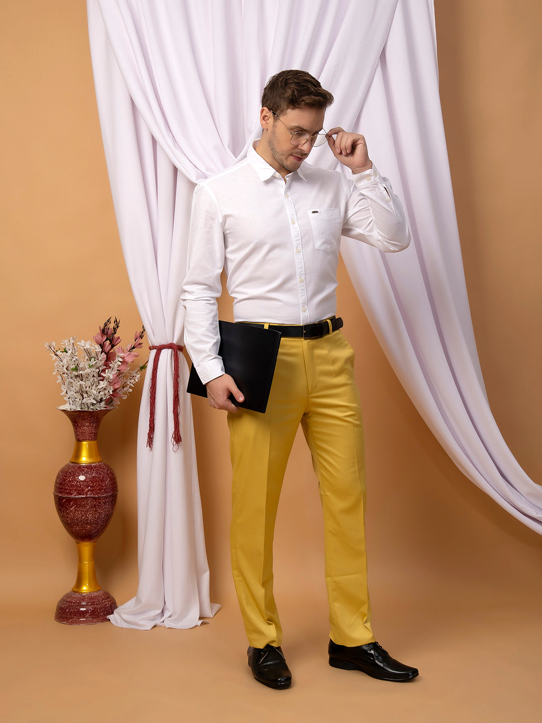 Hangup Men Partywear yellow Formal pant