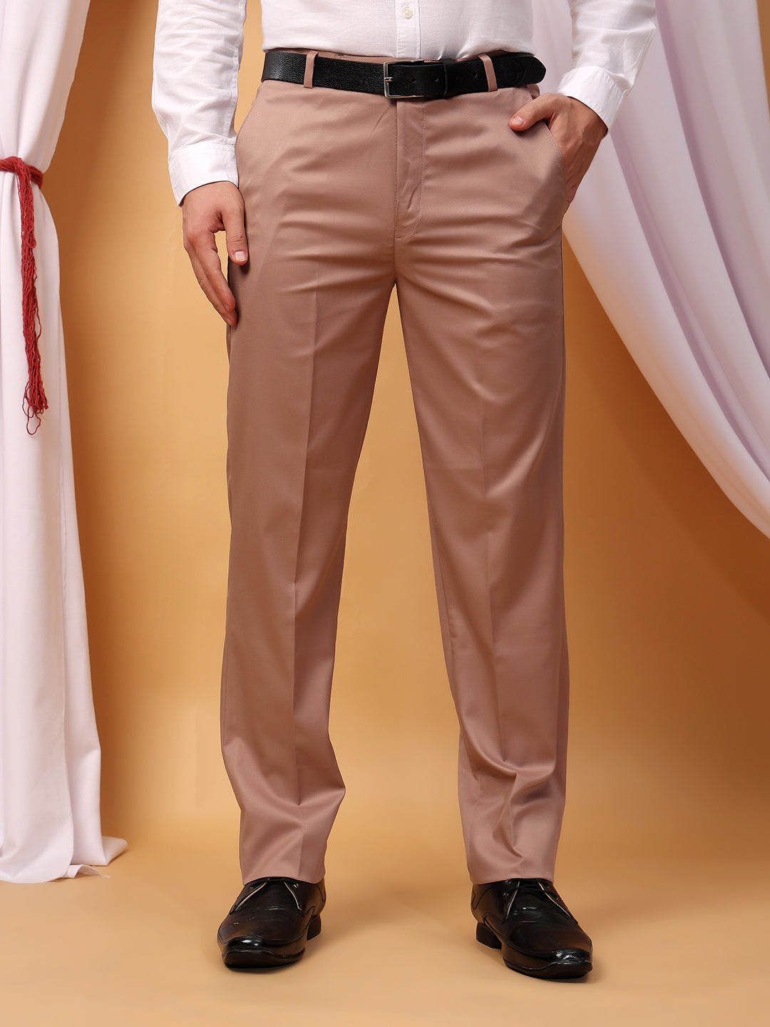 Hangup Men Partywear rose gold Formal pant