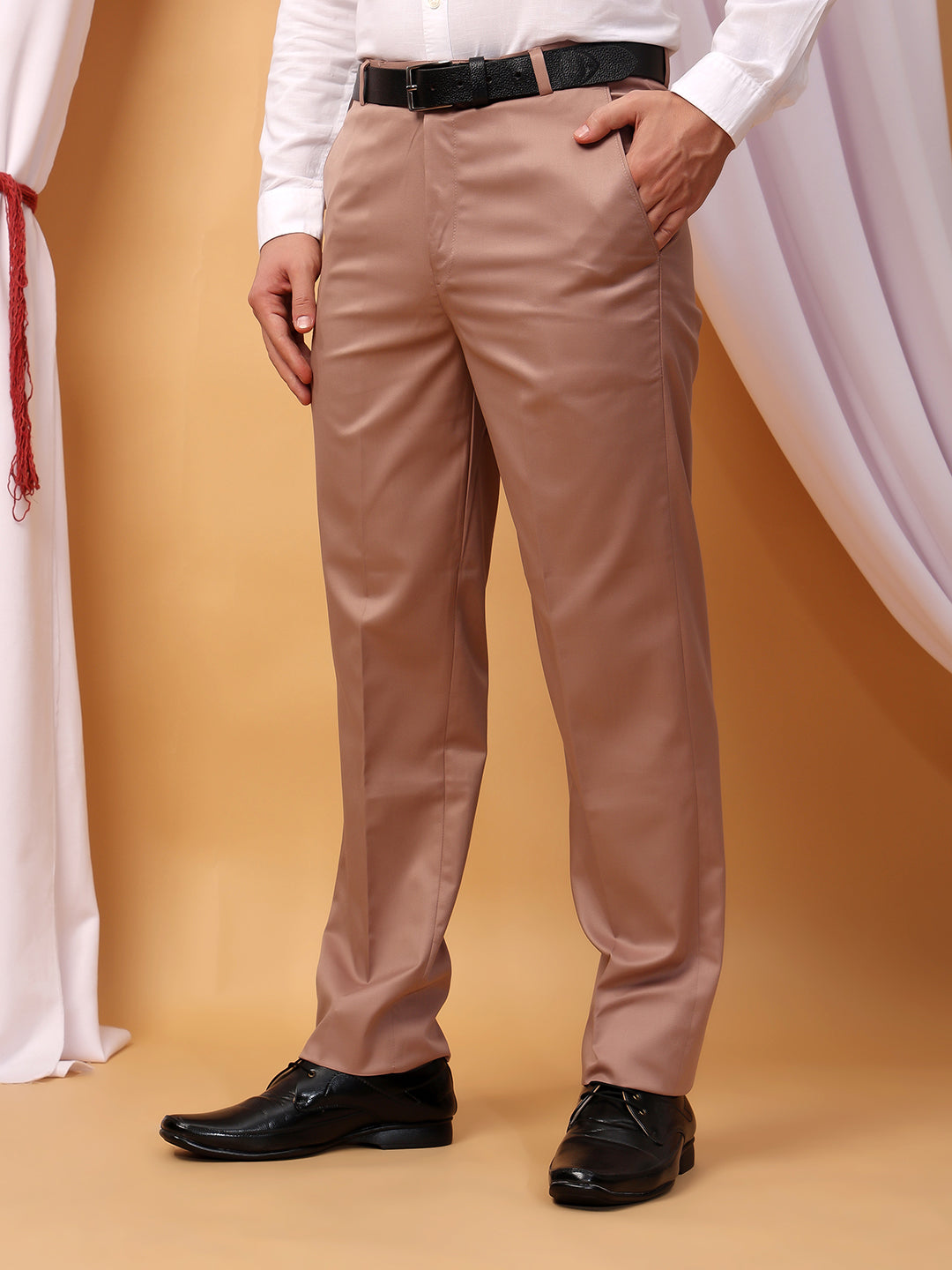 Hangup Men Partywear rose gold Formal pant