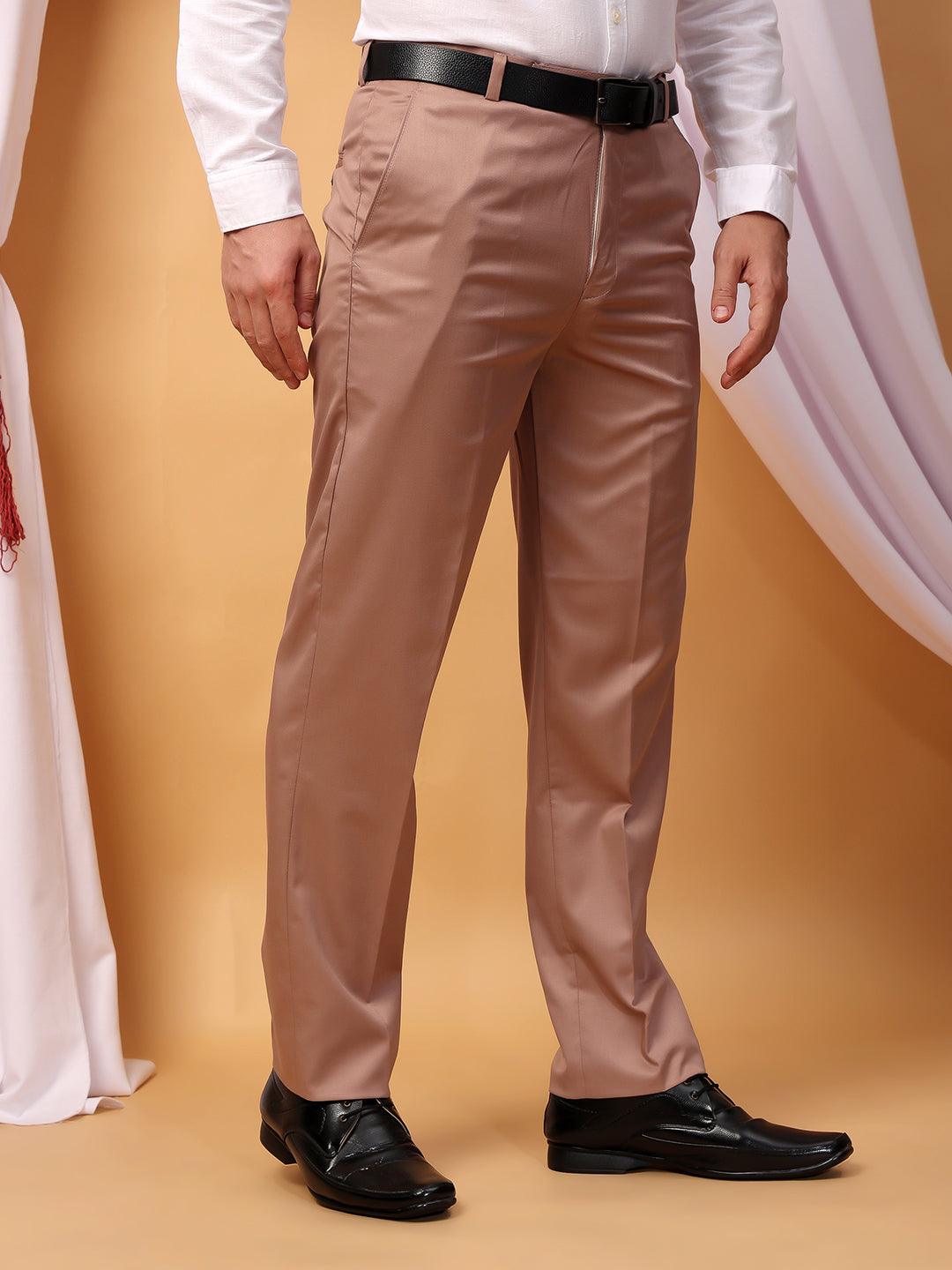 Hangup Men Partywear rose gold Formal pant