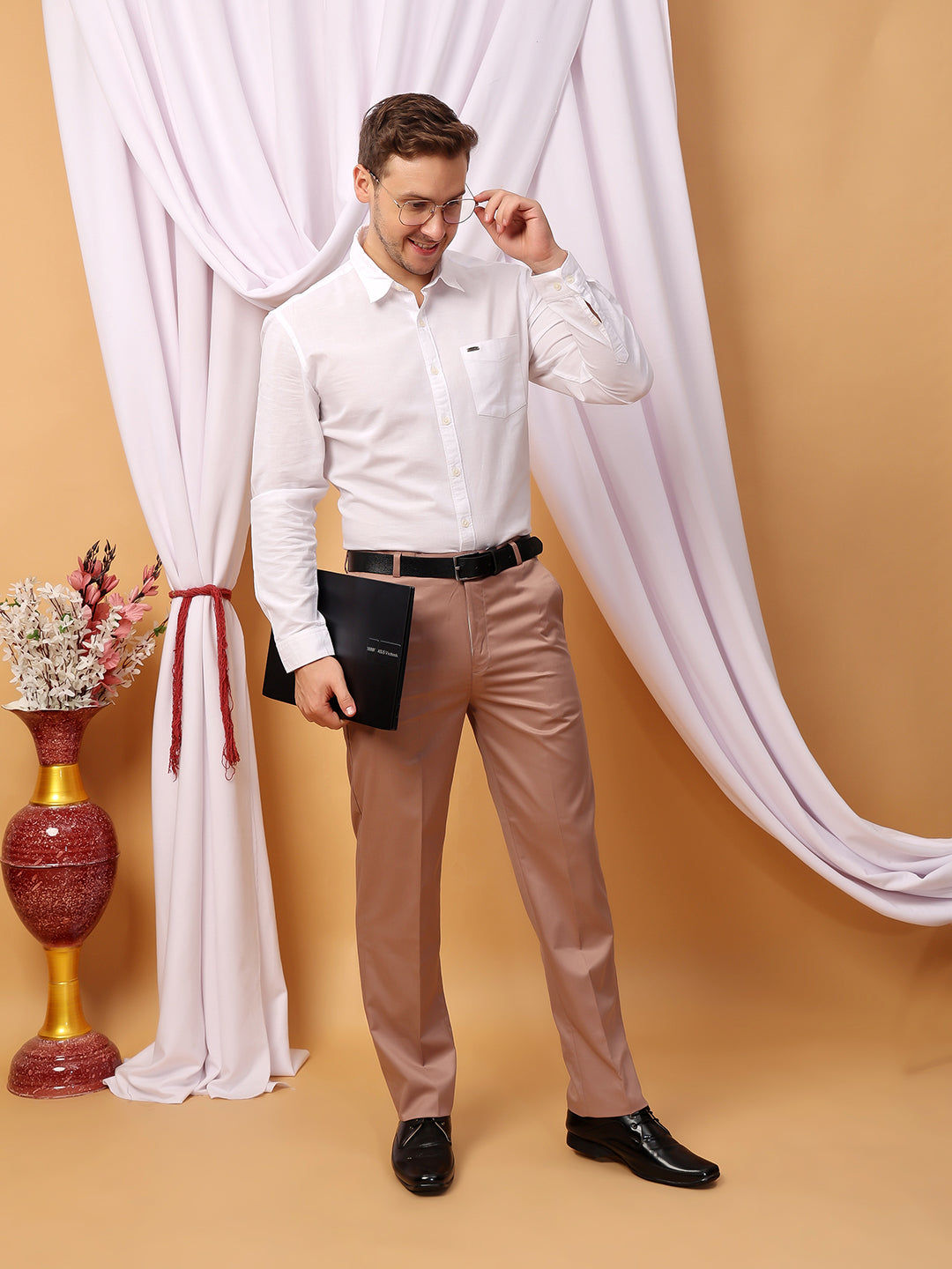 Hangup Men Partywear rose gold Formal pant