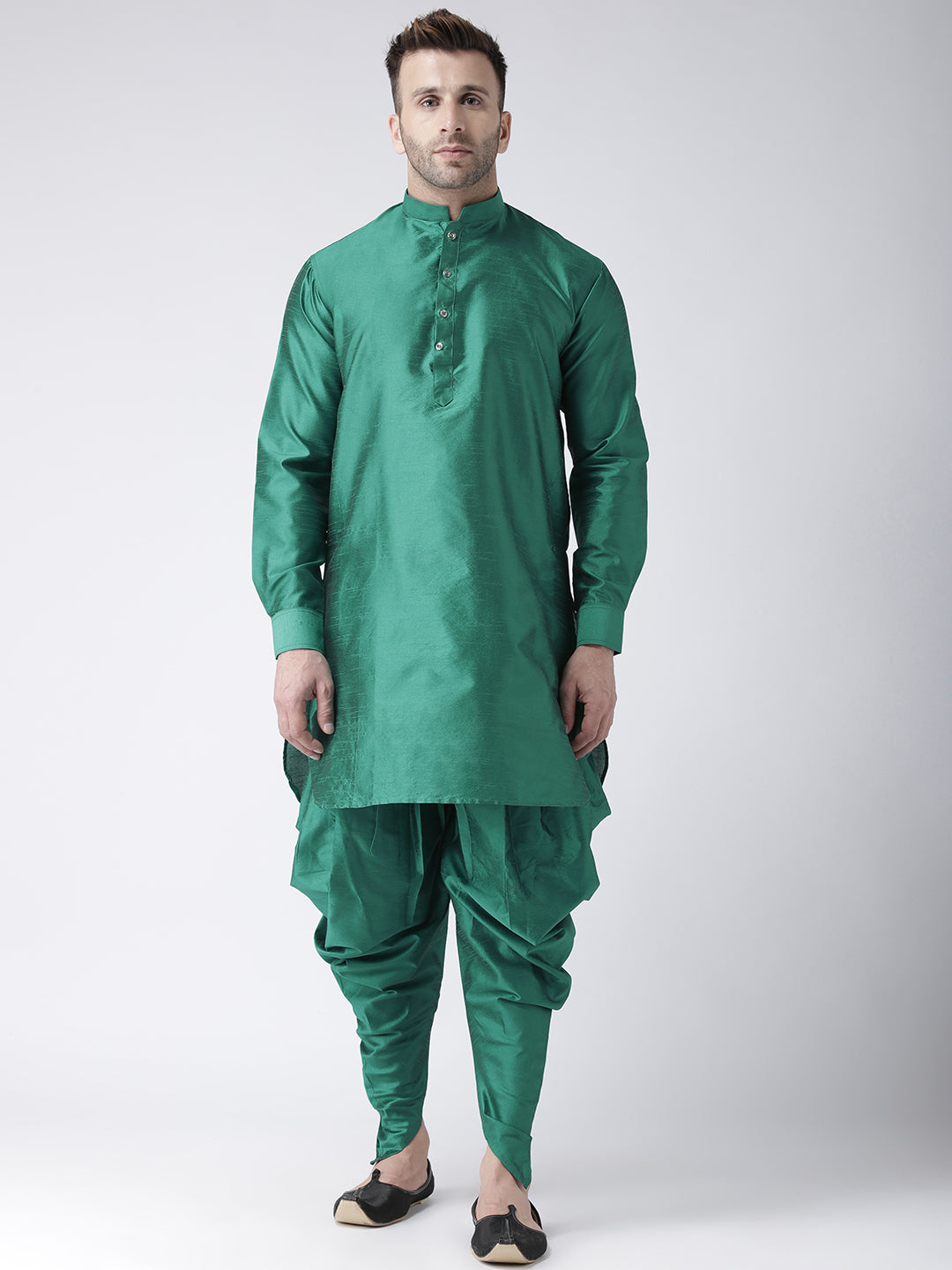 Hangup Men's Regular Solid Dupion Kurta Harem