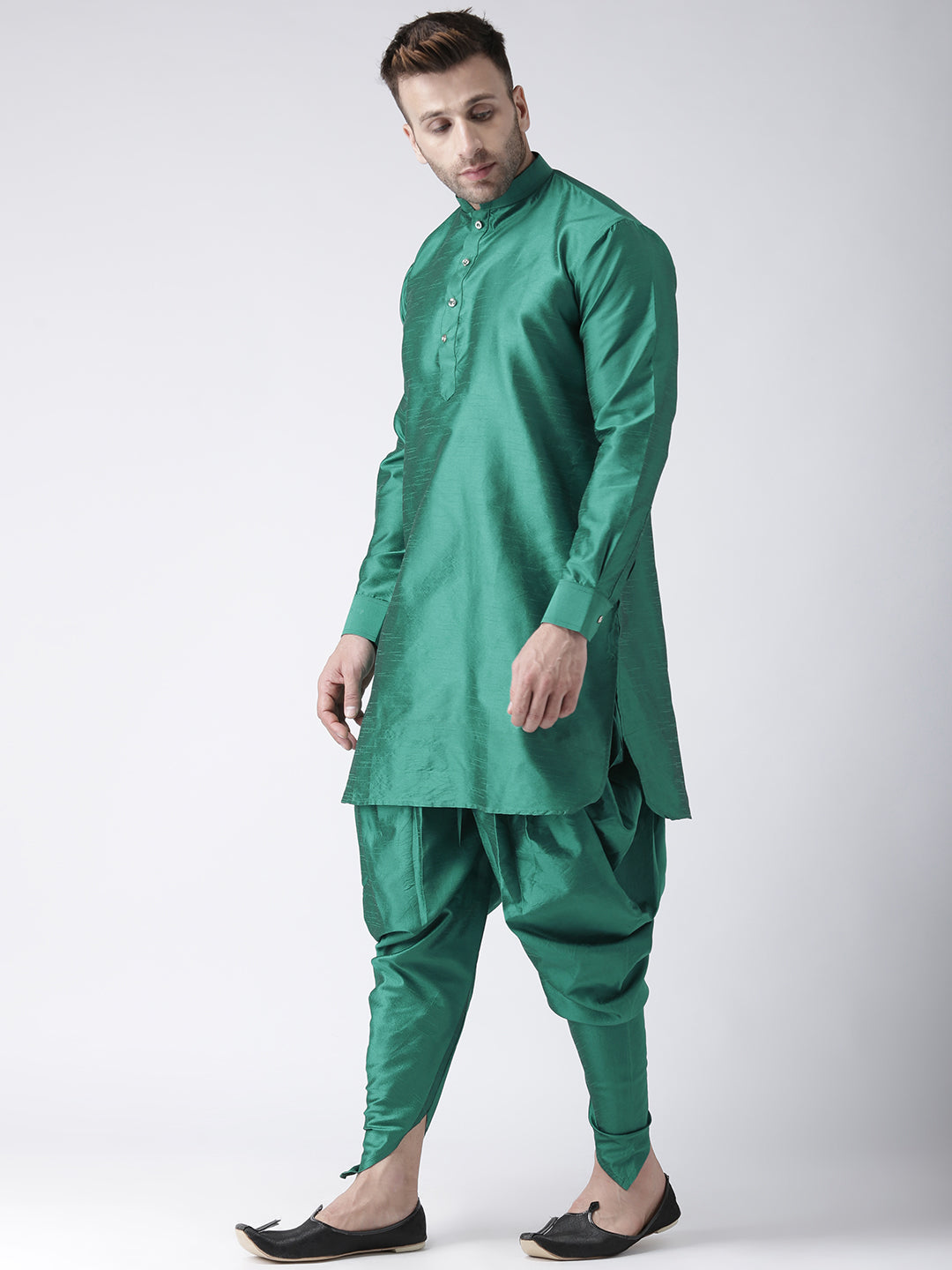 Hangup Men's Regular Solid Dupion Kurta Harem