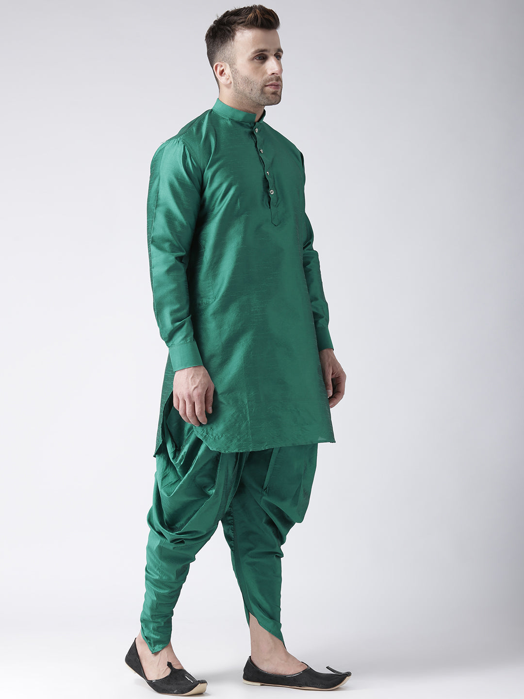 Hangup Men's Regular Solid Dupion Kurta Harem