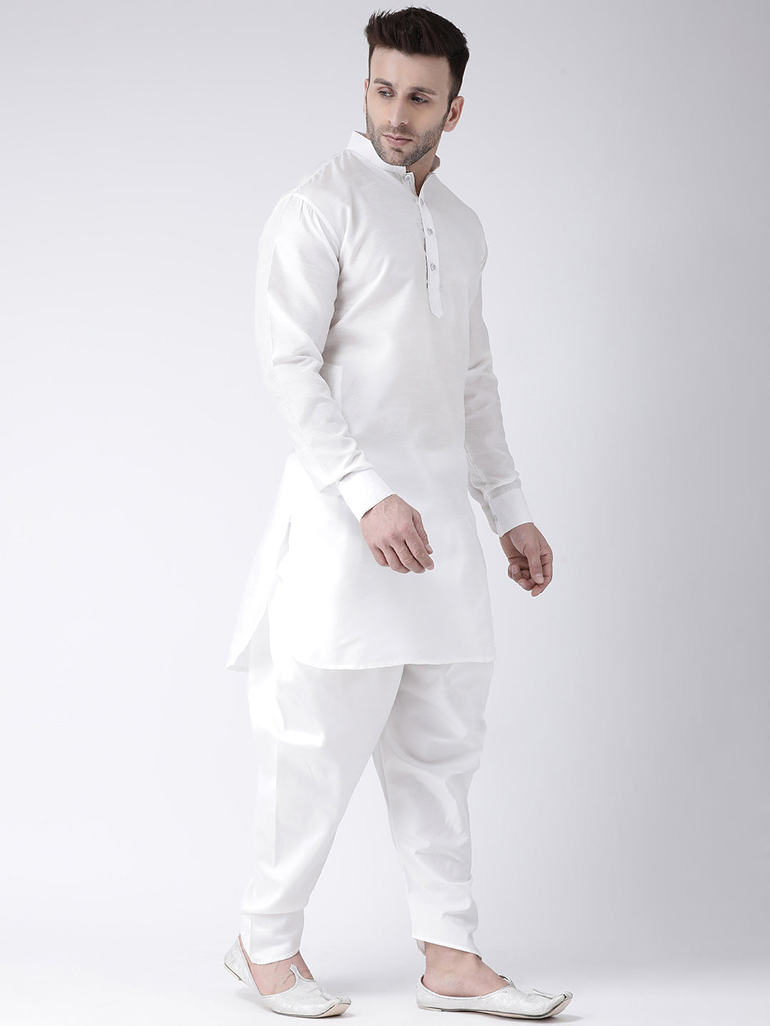 Hangup Men's Regular Fit Solid Dupion Silk KurtaHarem