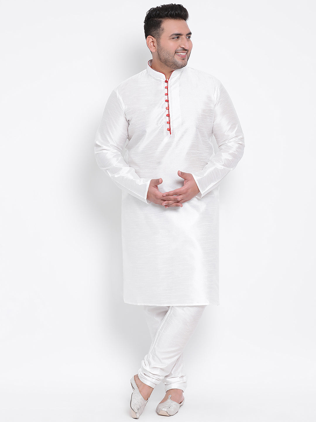 Hangup Men Partywear White Only Kurta