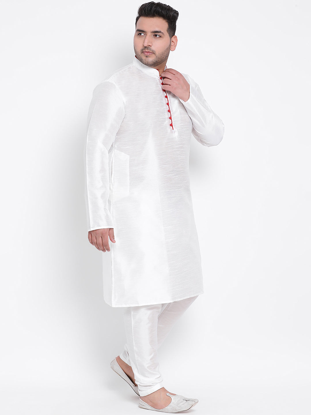 Hangup Men Partywear White Only Kurta