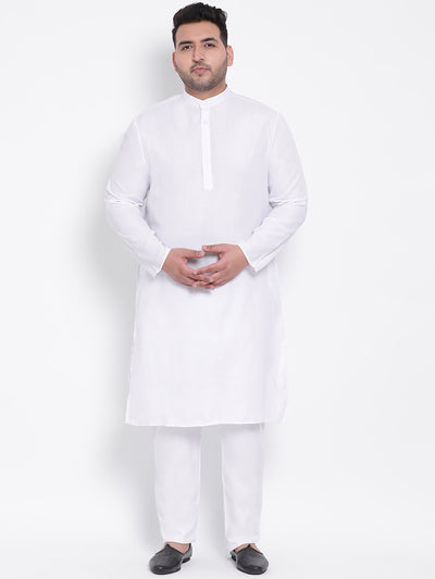 HANGUP Men Regular Fit Solid Cotton Linen Kurta Pyjama