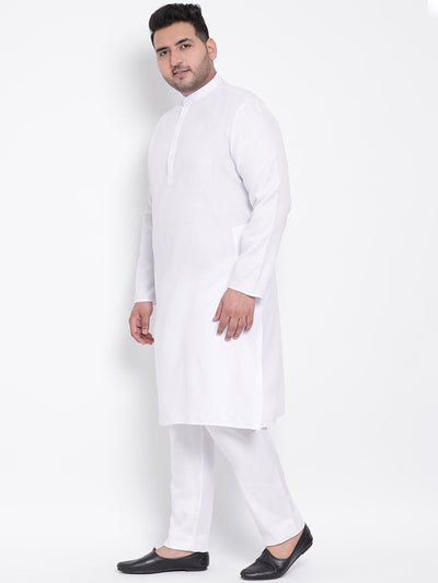 HANGUP Men Regular Fit Solid Cotton Linen Kurta Pyjama