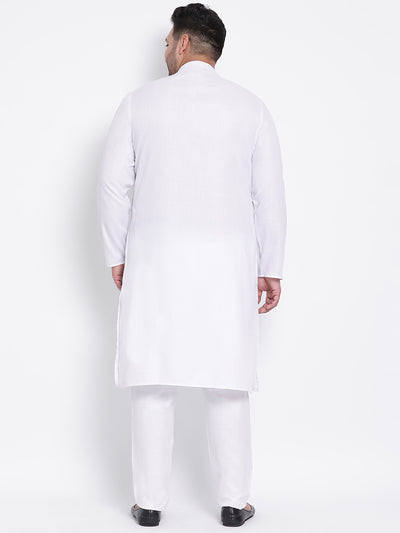 HANGUP Men Regular Fit Solid Cotton Linen Kurta Pyjama