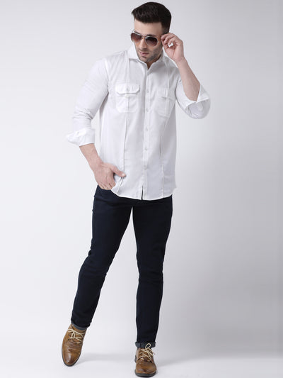 Hangup Men's Casual Solid Pure Cotton Shirt