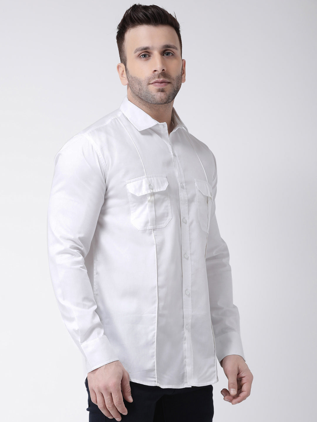Hangup Men's Casual Solid Pure Cotton Shirt