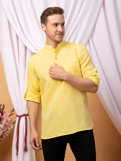 Hangup Men Partywear Yellow kurta