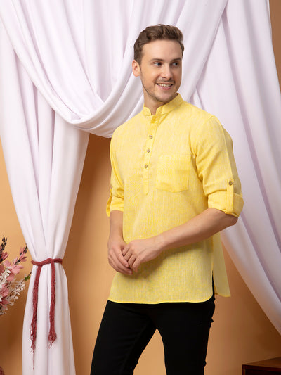 Hangup Men Partywear Yellow kurta