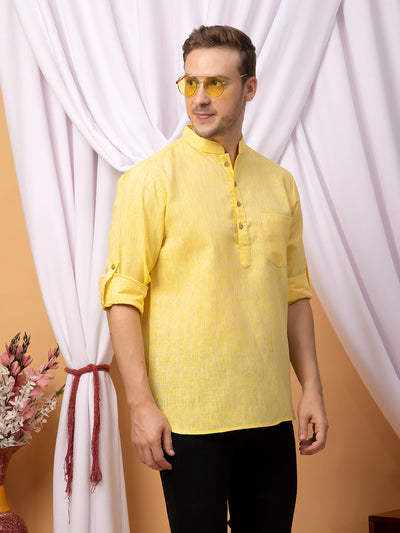 Hangup Men Partywear Yellow kurta