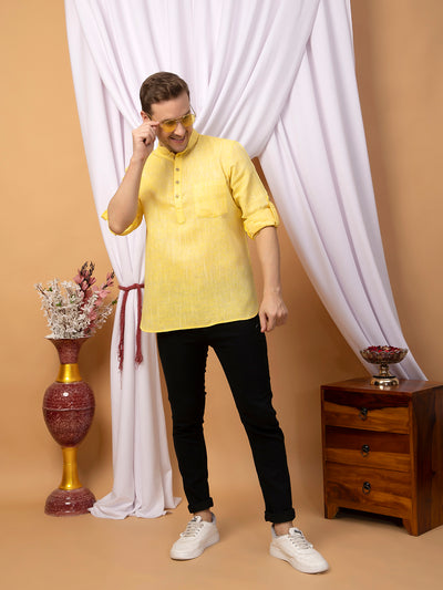 Hangup Men Partywear Yellow kurta