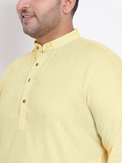 Hangup Men Partywear Yellow White Kurta Pyjama