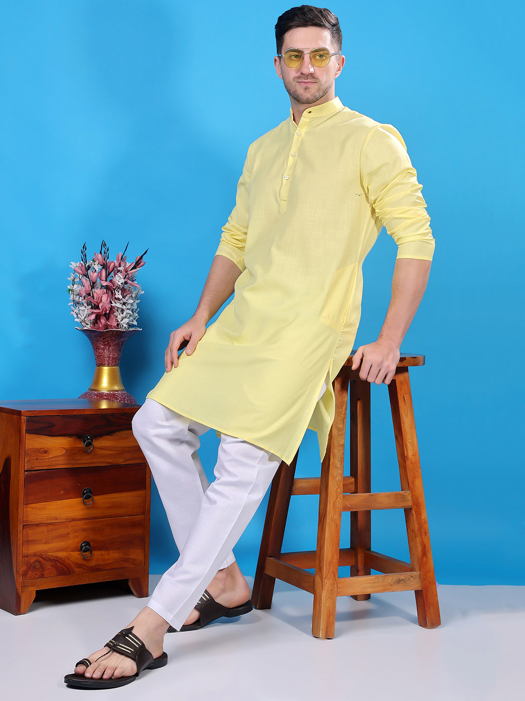 Hangup Men's  Cotton Kurta Only