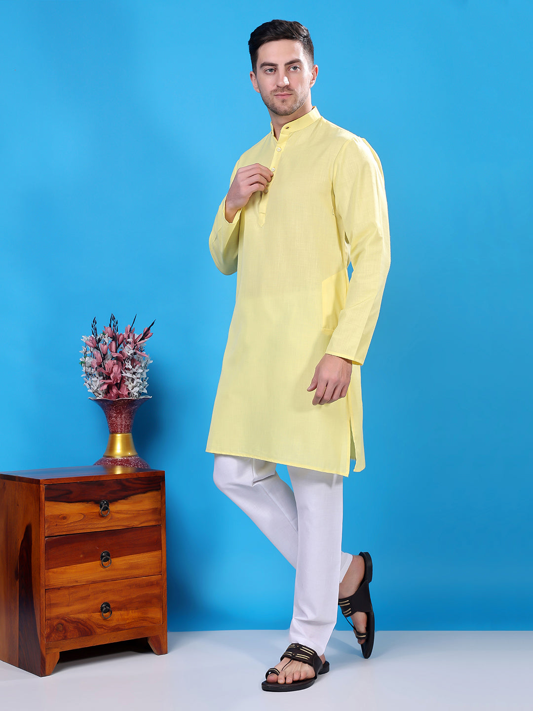 Hangup Men's  Cotton Kurta Only