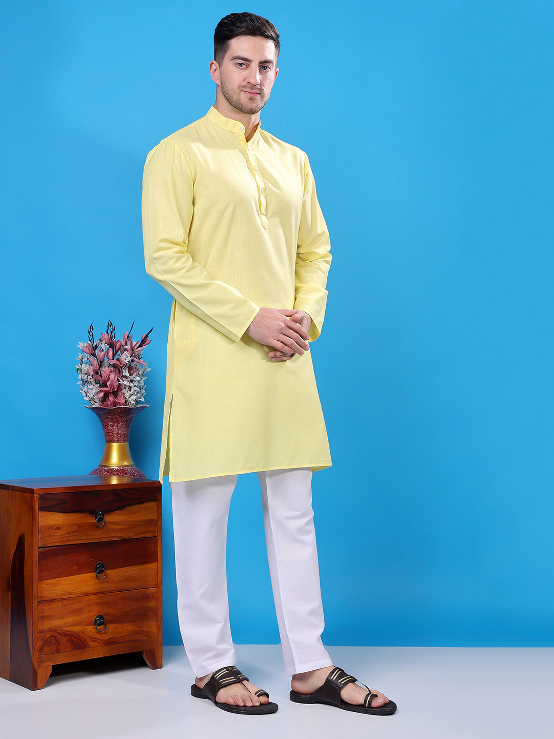 Hangup Men's  Cotton Kurta Only