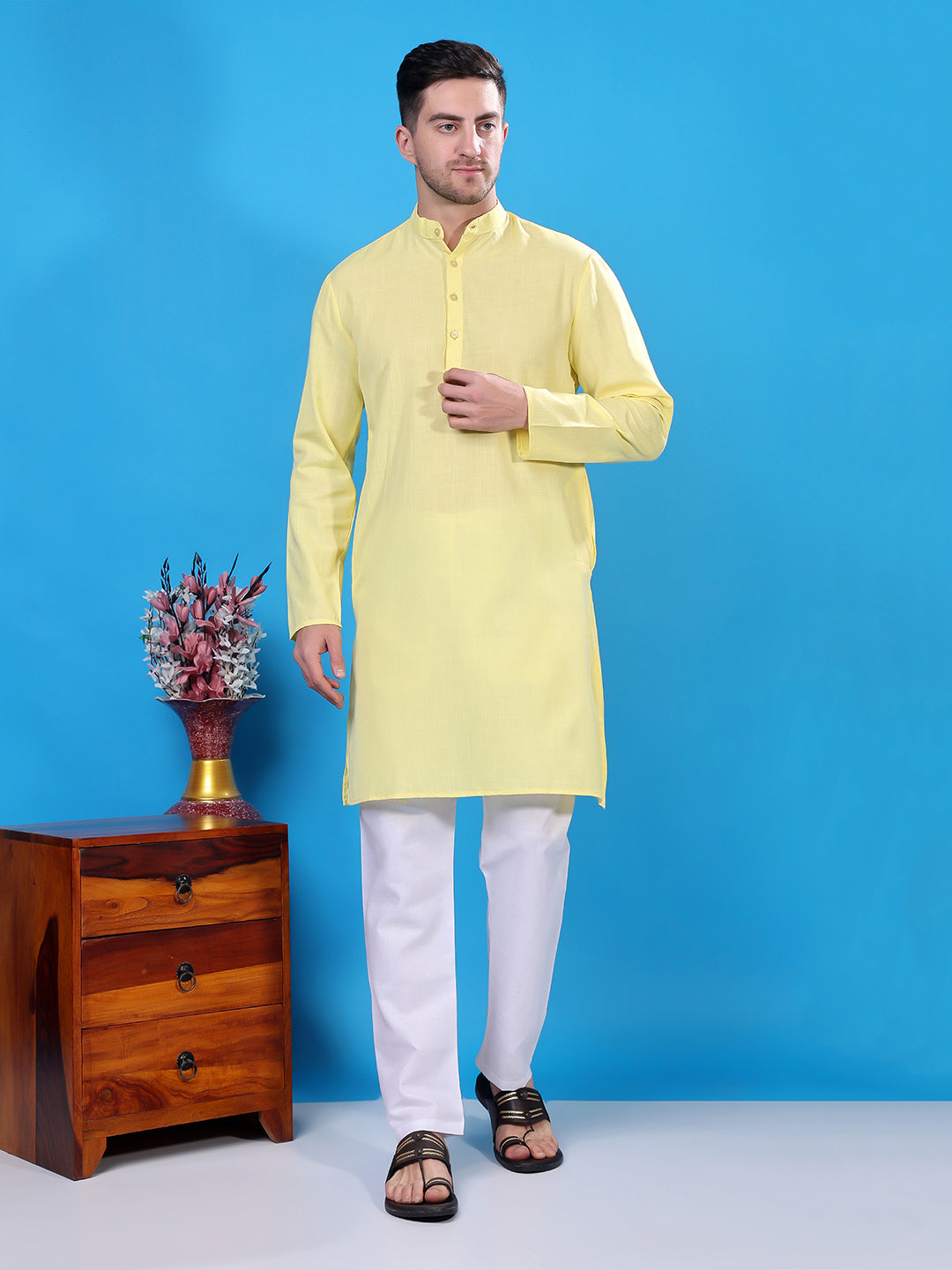 Hangup Men's  Cotton Kurta Only