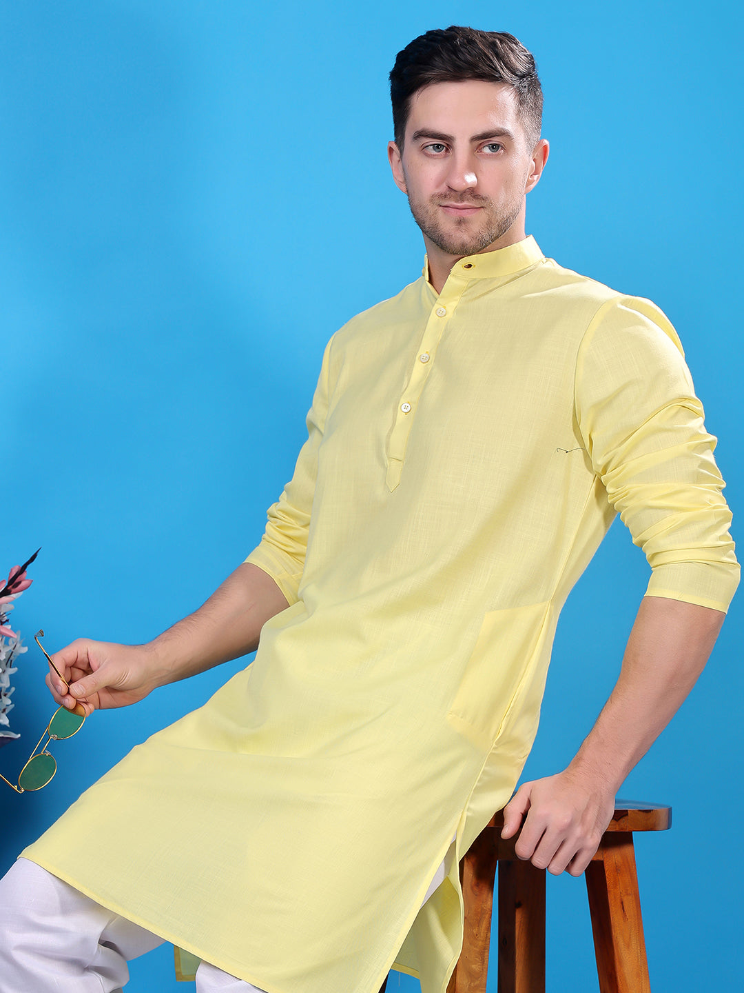 Hangup Men's  Cotton Kurta Only