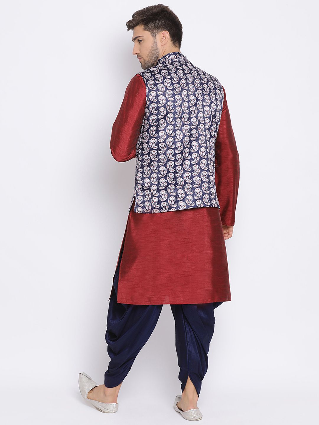 Hangup Men Party Printed 3Pc Kurta Harem and waistcoat