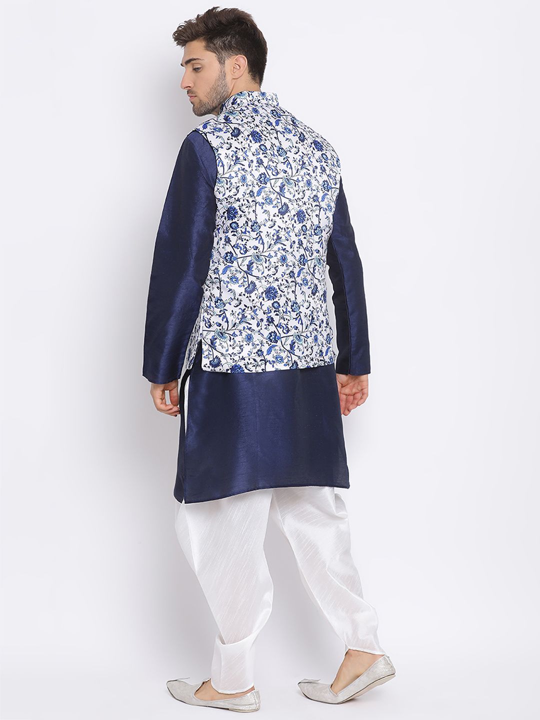 Hangup Men Party Printed 3Pc Kurta Harem and waistcoat