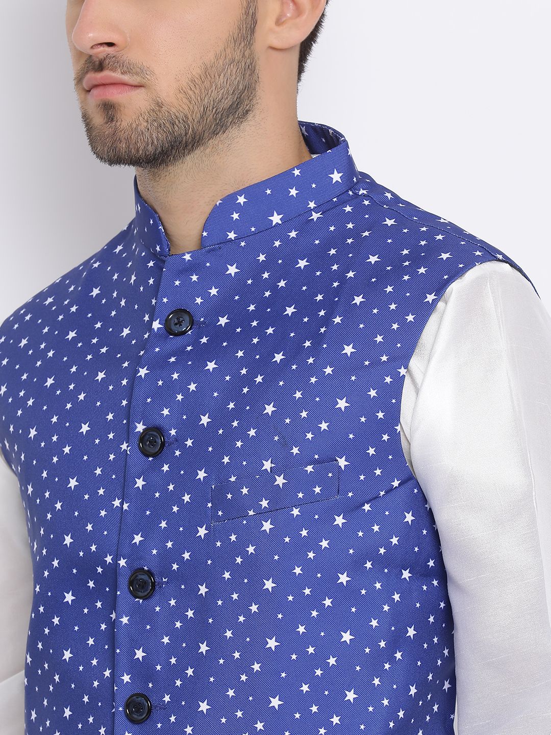 Hangup Men Party Printed 3Pc Kurta Harem and waistcoat