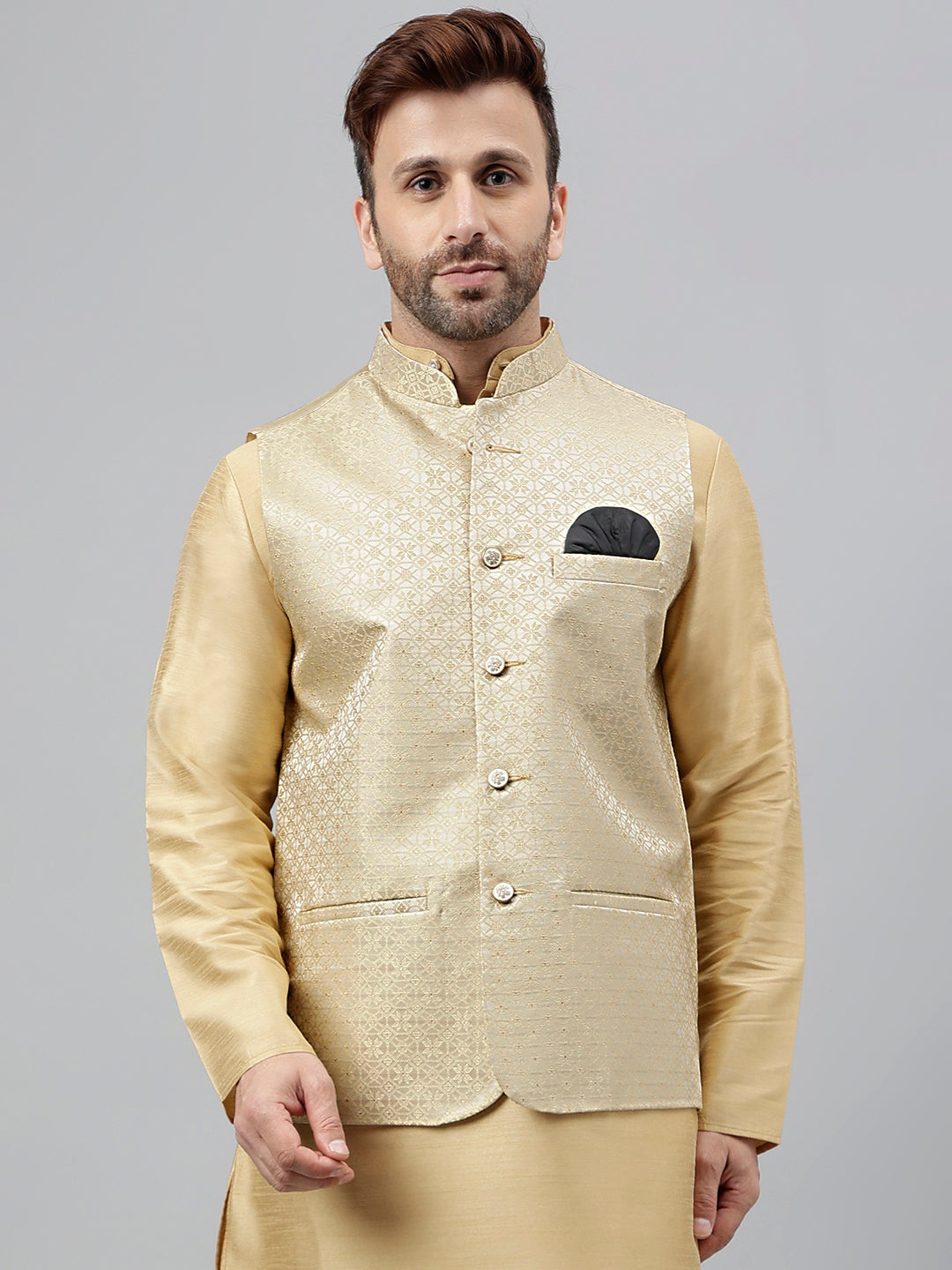 Hangup Men's Ethnic Embroidered Nehru Jacket