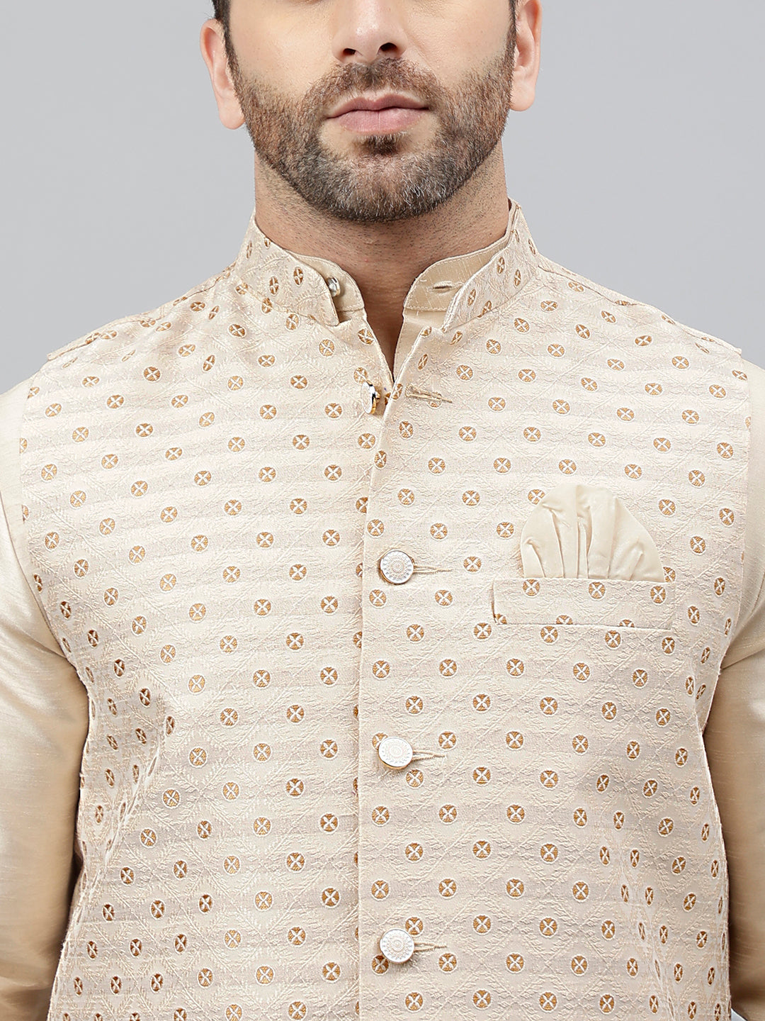Hangup Men's Ethnic Embroidered Nehru Jacket