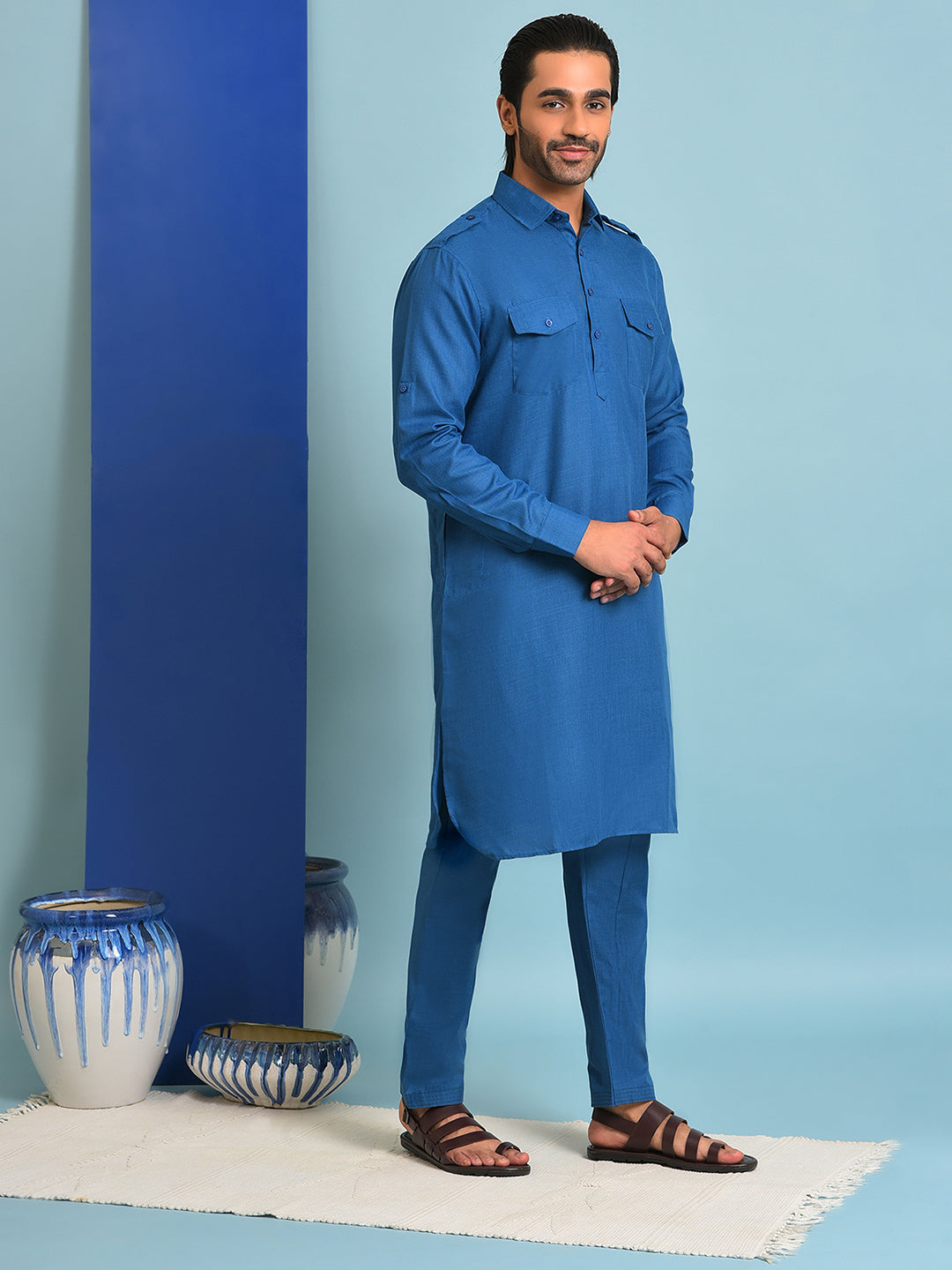 Hangup Men's Ethnic Pathani Kurta Pyjama Set