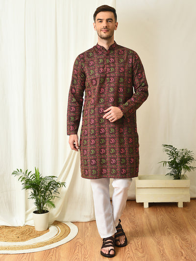 Hangup Mens Ethnic wear Printed Cotton Kurta Pyjama Set