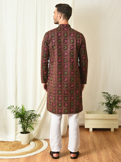 Hangup Mens Ethnic wear Printed Cotton Kurta Pyjama Set