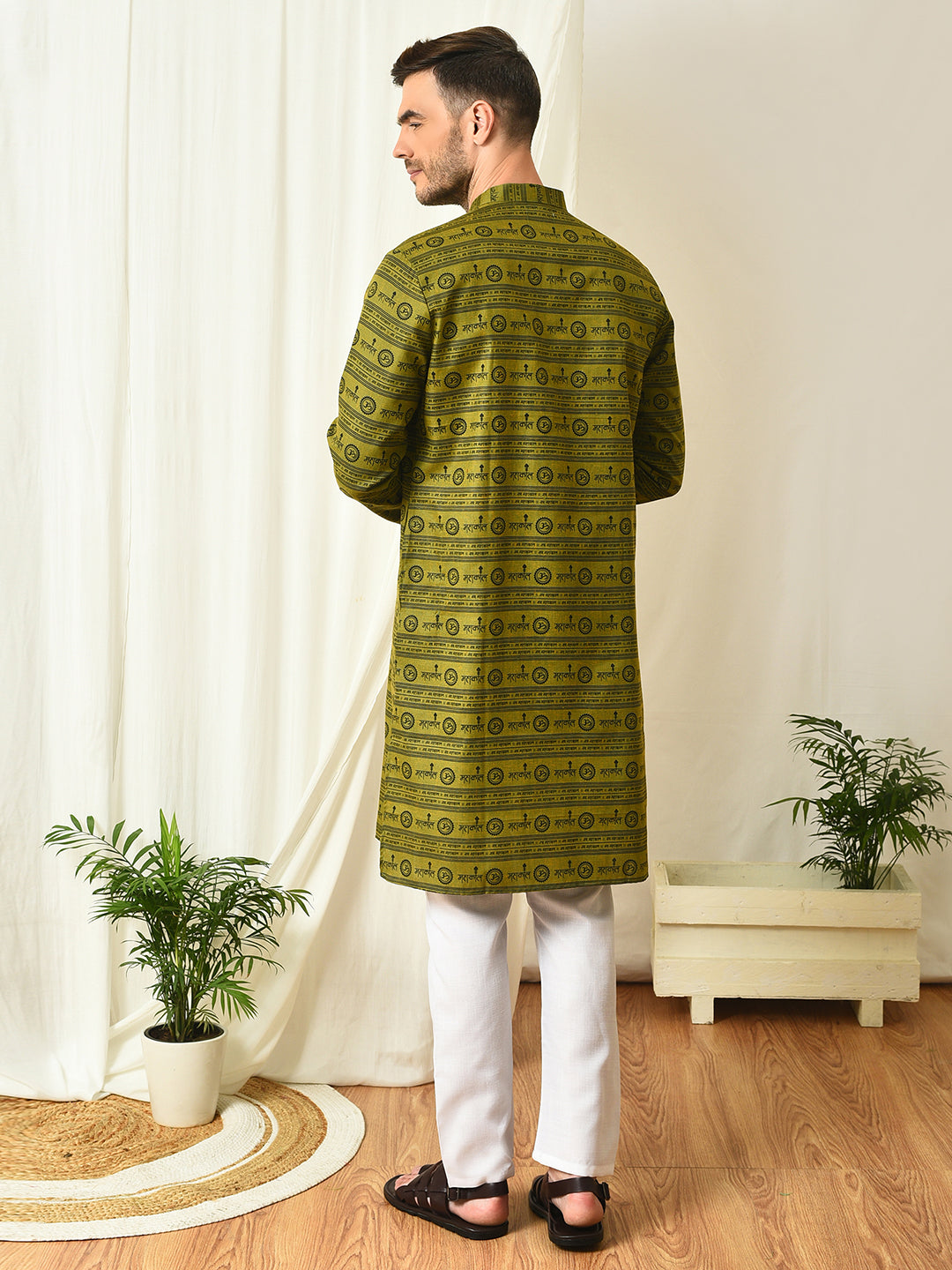 Hangup Mens Ethnic wear Printed Cotton Kurta Pyjama Set