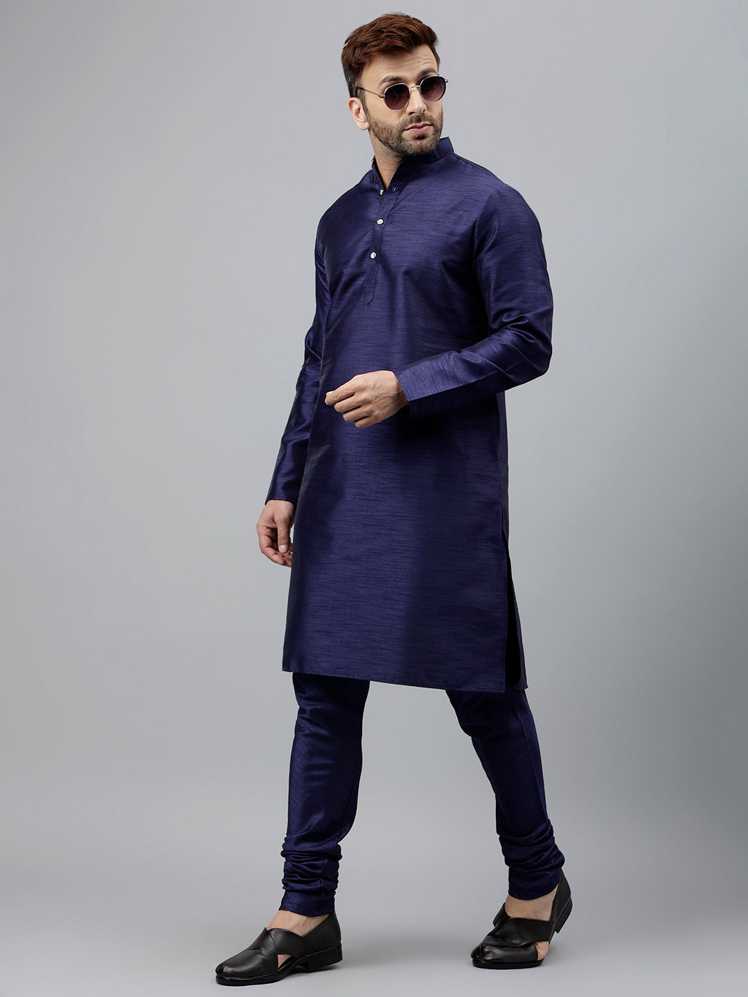 Hangup Men's Partywear Navy KurtaSet