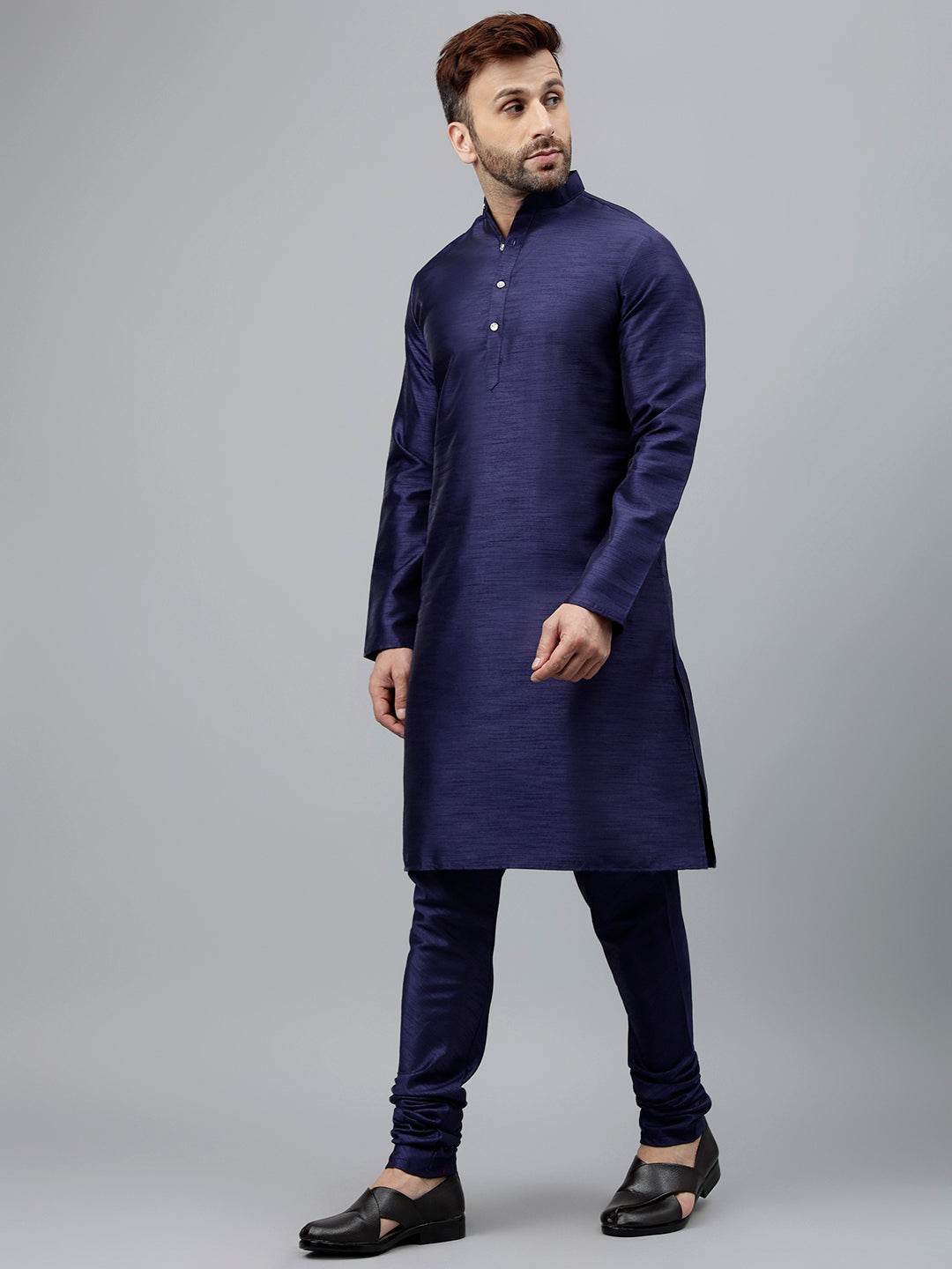 Hangup Men's Partywear Navy KurtaSet