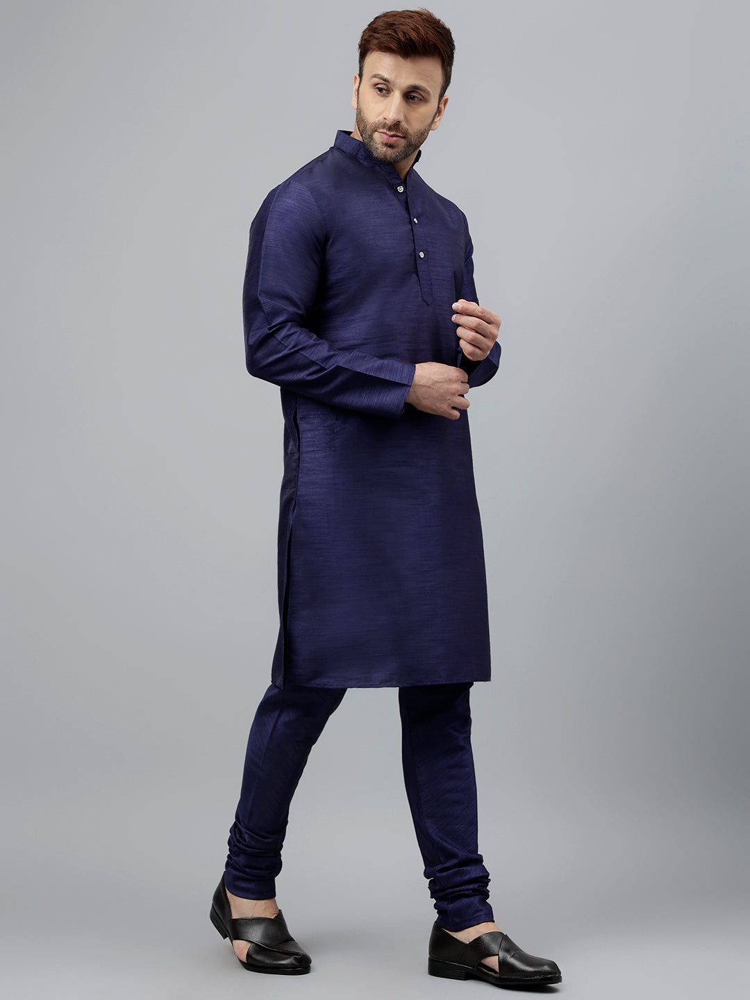 Hangup Men's Partywear Navy KurtaSet