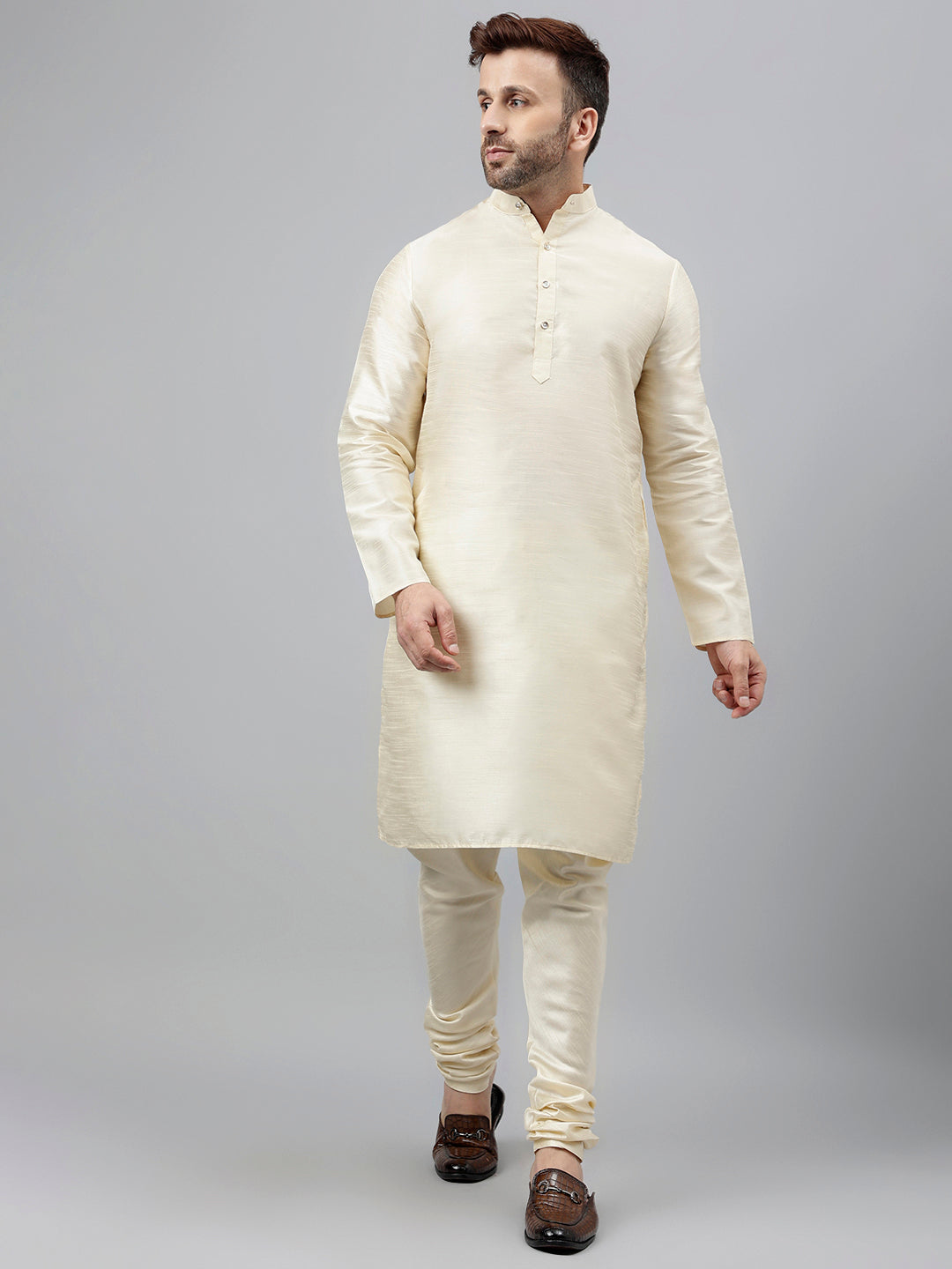 Hangup Men's Partywear Off White KurtaSet