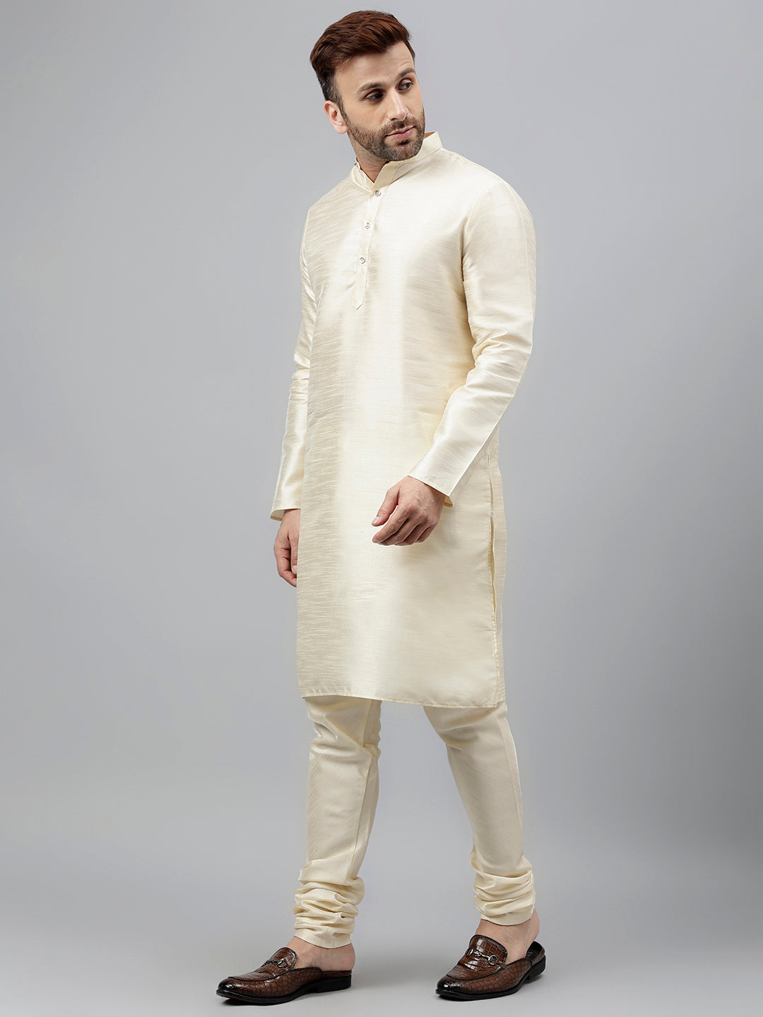 Hangup Men's Partywear Off White KurtaSet