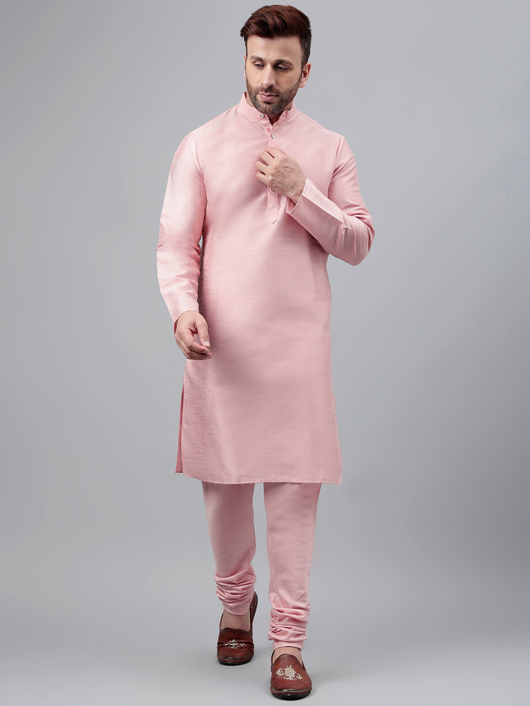 Hangup Men's Partywear Pink KurtaSet