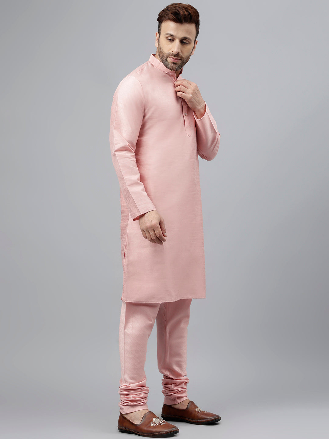 Hangup Men's Partywear Pink KurtaSet