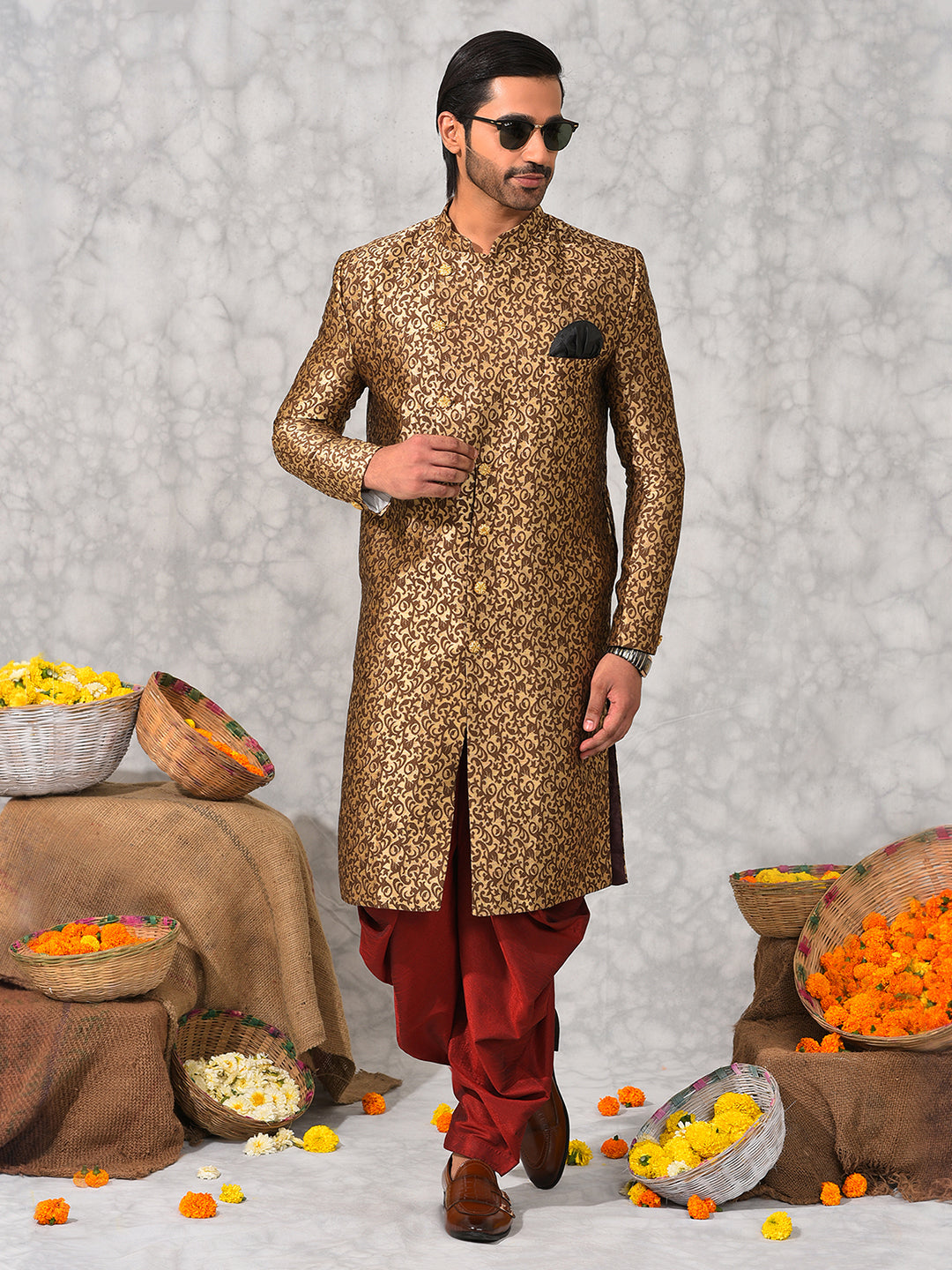 Hangup Men's Ethnic Sherwani with Salwar Set