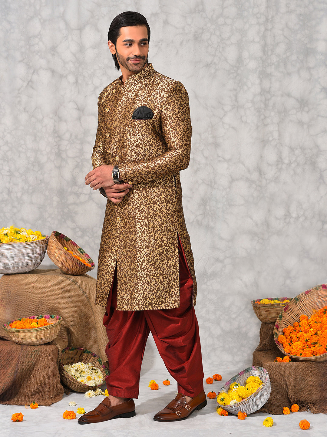 Hangup Men's Ethnic Sherwani with Salwar Set