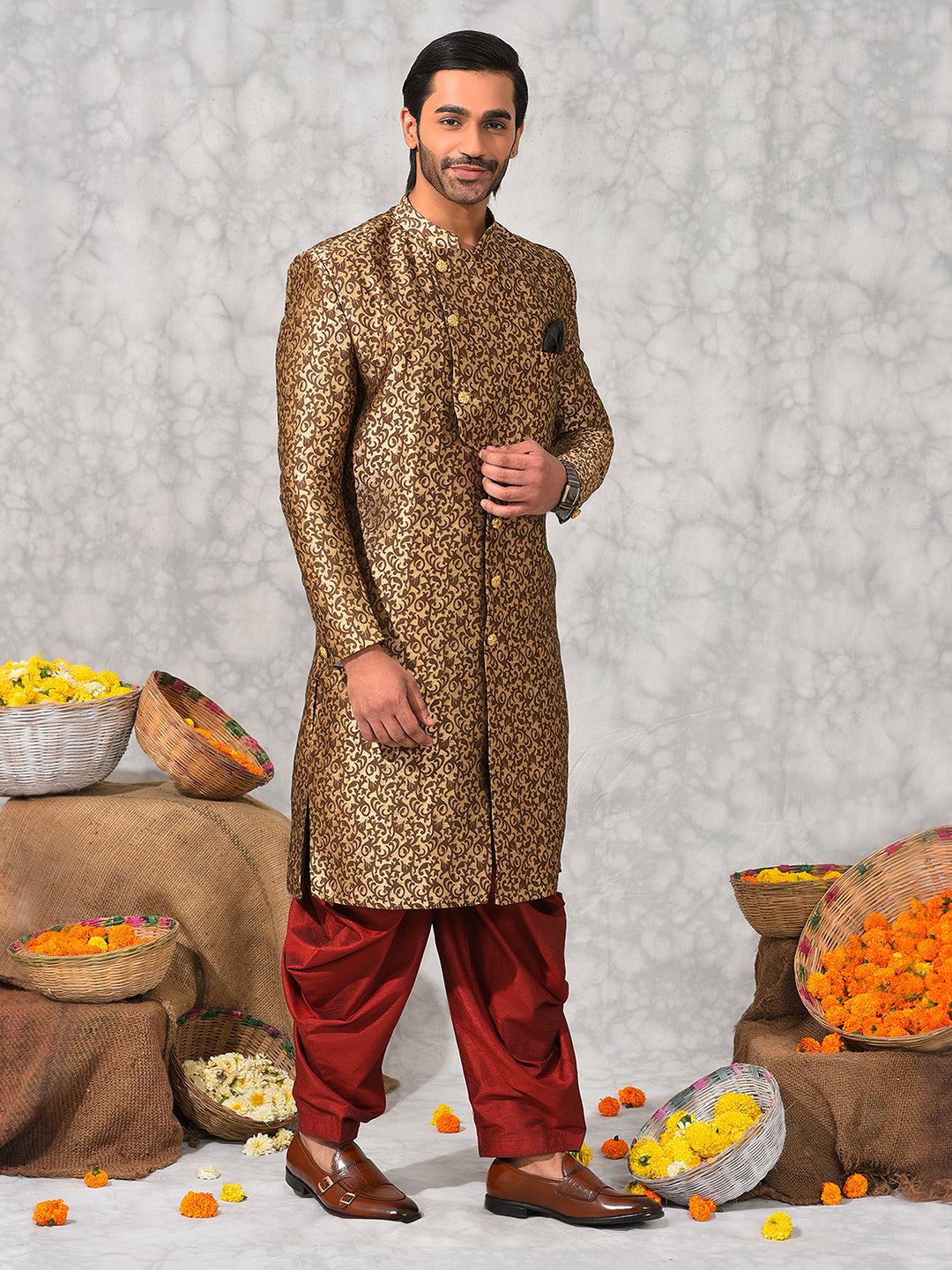 Hangup Men's Ethnic Sherwani with Salwar Set